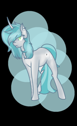 Size: 606x984 | Tagged: safe, artist:aonairfaol, oc, oc only, pony, unicorn, abstract background, ear piercing, earring, female, hair over one eye, horn, jewelry, mare, piercing, solo, unicorn oc