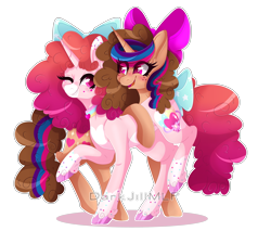 Size: 5967x5088 | Tagged: safe, artist:darkjillmlp123, oc, oc only, oc:charleen, oc:sweet hearts, pony, absurd resolution, bow, female, hair bow, mare, simple background, tail bow, transparent background