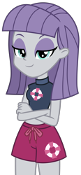 Size: 2500x5400 | Tagged: safe, artist:emeraldblast63, maud pie, equestria girls, equestria girls specials, g4, my little pony equestria girls: better together, my little pony equestria girls: forgotten friendship, clothes, clothes swap, crossed arms, female, lifeguard, simple background, smiling, solo, swimsuit, swimsuit swap, transparent background, vector, when she smiles