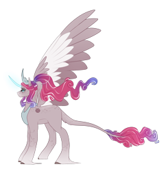 Size: 2460x2508 | Tagged: safe, artist:pokaparida, oc, oc only, alicorn, pony, colored wings, female, high res, magical lesbian spawn, mare, multicolored wings, offspring, parent:princess cadance, parent:princess luna, simple background, solo, transparent background, wings