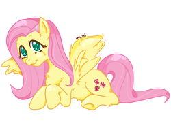 Size: 1280x960 | Tagged: safe, artist:michi-chani, fluttershy, g4, cute, female, lying down, mare, prone, shyabetes, simple background, spread wings, transparent background, wings