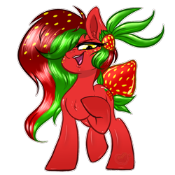 Size: 1000x1000 | Tagged: safe, artist:adultmare, oc, oc only, oc:berri, pony, female, food, mare, simple background, solo, strawberry, transparent background