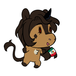 Size: 340x340 | Tagged: safe, artist:lavvythejackalope, oc, oc only, pony, unicorn, bipedal, chibi, commission, flag, horn, mexican flag, simple background, solo, transparent background, unicorn oc, ych result