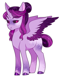 Size: 500x635 | Tagged: safe, artist:lavvythejackalope, oc, oc only, alicorn, pony, alicorn oc, black sclera, ethereal mane, female, hoof polish, horn, mare, simple background, solo, starry mane, transparent background, two toned wings, wings