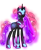 Size: 992x1222 | Tagged: safe, artist:goldlines005, princess amore, pony, unicorn, g4, base used, ethereal mane, female, helmet, hoof shoes, mare, nightmare amore, nightmarified, peytral, simple background, smiling, solo, starry mane, transparent background