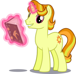 Size: 2001x1964 | Tagged: safe, artist:tacos67, oc, oc only, pony, unicorn, book, glowing horn, grin, horn, magic, magic aura, male, simple background, smiling, solo, stallion, telekinesis, transparent background, unicorn oc