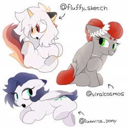 Size: 2048x2048 | Tagged: safe, artist:mochi_nation, oc, oc only, oc:ayaka, oc:lunnita, oc:void, pegasus, pony, unicorn, high res, simple background, white background