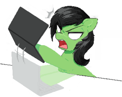 Size: 1968x1572 | Tagged: safe, artist:some_ponu, oc, oc:anon, oc:filly anon, earth pony, pony, angry, female, filly, rage, rage quit, simple background, solo, this will end in property damage, white background