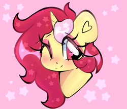 Size: 2685x2307 | Tagged: safe, artist:bunxl, oc, oc only, pony, unicorn, blushing, ethereal mane, heart, heart eyes, high res, looking at you, one eye closed, smiling, sparkles, sparkly eyes, starry mane, wingding eyes, wink
