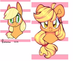 Size: 1536x1274 | Tagged: safe, artist:bunxl, applejack, earth pony, pony, g4, bust, cute, heart, heart eyes, jackabetes, redraw, smiling, solo, wingding eyes