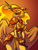 Size: 1536x2048 | Tagged: safe, artist:dodsie, daybreaker, alicorn, anthro, g4, armor, belly button, breasts, female, gradient background, looking at you, smiling, solo, unconvincing armor