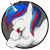 Size: 300x300 | Tagged: safe, artist:kacpi, oc, oc:snowi, pony, unicorn, avatar, blue hair, eyes closed, female, female oc, head, hooves, horn, mare, multicolored mane, pony oc, red hair, tongue out, unicorn oc