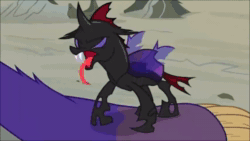 Size: 854x480 | Tagged: safe, ai assisted, ai content, edit, edited screencap, screencap, pharynx, starlight glimmer, trixie, changeling, maulwurf, pony, unicorn, g4, to change a changeling, animated, biting, female, hissing, male, mare, markiplier, meme, sound, uberduck.ai, was that the bite of '87, webm