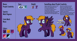 Size: 1920x1023 | Tagged: safe, artist:alexdti, oc, oc only, oc:purple creativity, pegasus, pony, blushing, glasses, hoof shoes, male, reference sheet, solo