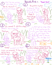 Size: 4779x6013 | Tagged: safe, artist:adorkabletwilightandfriends, lily, lily valley, spike, dragon, earth pony, pony, comic:adorkable twilight and friends, g4, absurd resolution, adorkable, adorkable friends, bipedal, blushing, bouncing, butt, clothes, comic, conversation, cute, date, dating, dimples, dimples of venus, dork, embarrassed, embarrassed body exposure, embarrassed nude exposure, excited, eyes on the prize, female, flirting, forest, grass, happy, hopping, humor, jiggle, kindness, lilybutt, looking, looking at butt, love, male, nervous, nudity, pants, plot, relationship, ripped pants, ripping, ripping clothes, running, ship:lilyspike, shipping, shorts, slice of life, stare, straight, tearing, torn clothes, volleyball shorts, wardrobe malfunction, we don't normally wear clothes