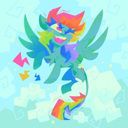 Size: 2048x2048 | Tagged: safe, artist:astroeden, artist:nekosnicker, rainbow dash, pegasus, pony, g4, blue background, cloud, female, flying, high res, mare, simple background, solo