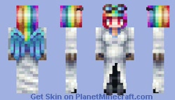 Size: 256x146 | Tagged: safe, artist:dreamcritting, rainbow dash, human, fanfic:rainbow factory, g4, clothes, fanfic art, female, goggles, humanized, lab coat, minecraft skin, planetminecraft, rainbow factory dash, solo, winged humanization, wings
