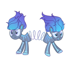 Size: 6315x5042 | Tagged: safe, artist:maria_karpova, oc, oc:spring-step, earth pony, original species, pony, conjoined, conjoined twins, duo, female, mare, markings, open mouth, raised hoof, siblings, simple background, sisters, slinky, slinky pony, transparent background, twins