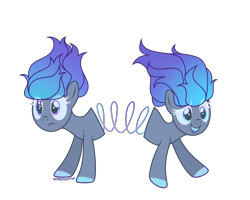 Size: 6315x5042 | Tagged: safe, alternate version, artist:maria_karpova, oc, oc:spring-step, earth pony, original species, pony, conjoined, conjoined twins, duo, female, mare, markings, open mouth, raised hoof, siblings, simple background, sisters, slinky, slinky pony, transparent background, twins