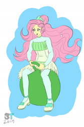 Size: 1280x1920 | Tagged: safe, artist:brokententacle, fluttershy, equestria girls, g4, my little pony equestria girls: better together, so much more to me, clothes, dress, solo, space hopper