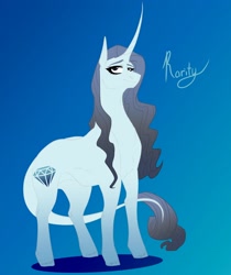 Size: 1948x2314 | Tagged: safe, artist:inisealga, rarity, pony, unicorn, g4, alternate design, curved horn, horn, redesign, simple background