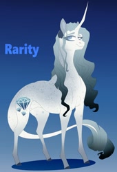 Size: 1542x2274 | Tagged: safe, artist:inisealga, rarity, pony, unicorn, g4, curved horn, horn, redesign, simple background