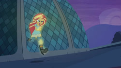 Size: 3410x1920 | Tagged: safe, screencap, sunset shimmer, equestria girls, g4, my little pony equestria girls: rainbow rocks, my past is not today, boots, canterlot high, female, high heel boots, high res, open mouth, shoes, solo
