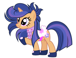 Size: 2420x1872 | Tagged: safe, artist:galaxyswirlsyt, oc, oc only, oc:galaxy swirls, pony, unicorn, clothes, female, mare, offspring, parent:flash sentry, parent:twilight sparkle, parents:flashlight, saddle, scarf, simple background, solo, tack, transparent background