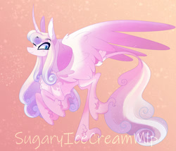 Size: 1280x1096 | Tagged: safe, artist:sugaryicecreammlp, princess flurry heart, alicorn, pony, g4, chest fluff, curved horn, horn, older, older flurry heart, one eye closed, slender, solo, sparkles, spread wings, thin, unshorn fetlocks, wings, wink
