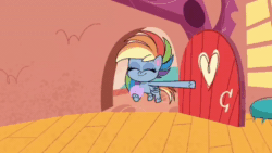 Size: 1280x720 | Tagged: safe, edit, screencap, rainbow dash, pegasus, pony, g4.5, my little pony: pony life, unboxing day, aaaaaaahhhhh, animated, ball, bean mouth, eyes closed, female, flying, green screen, open mouth, scaredy dash, screaming, solo, sound, talking, webm