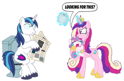 Size: 2702x1775 | Tagged: safe, anonymous artist, princess cadance, princess flurry heart, shining armor, alicorn, pony, unicorn, g4, angry, bloodshot eyes, but why, crown, crying, eyes closed, father and child, father and daughter, female, folded wings, gritted teeth, hoof hold, hoof shoes, implied pooping, jewelry, levitation, magic, male, messy mane, mother and child, mother and daughter, newspaper, onomatopoeia, open mouth, parenting, peytral, regalia, revenge, shocked, shrunken pupils, simple background, sitting on toilet, sweat, sweatdrop, telekinesis, toilet, toilet humor, toilet paper, transparent background, unshorn fetlocks, wide eyes, wings