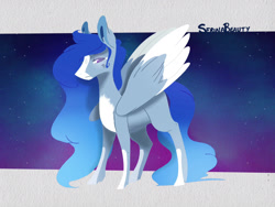 Size: 2048x1536 | Tagged: safe, artist:artfestation, oc, oc only, pegasus, pony, pegasus oc, signature, solo, stars, two toned wings, wings