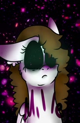 Size: 1300x2000 | Tagged: safe, artist:milledpurple, oc, oc only, pegasus, pony, abstract background, black sclera, bust, eyelashes, female, frown, mare, pegasus oc, solo