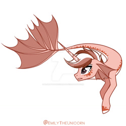 Size: 1280x1280 | Tagged: safe, artist:x-emilytheunicorn-x, oc, oc only, merpony, pony, seapony (g4), unicorn, brown eyes, deviantart watermark, fish tail, flowing tail, horn, obtrusive watermark, open mouth, seaponified, simple background, solo, species swap, tail, watermark, white background