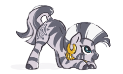 Size: 506x303 | Tagged: safe, artist:fizpup, zecora, pony, zebra, g4, cute, face down ass up, jack-o challenge, smiling, solo, zecorable