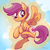 Size: 2048x2048 | Tagged: safe, artist:pfeffaroo, scootaloo, pegasus, pony, g4, female, filly, foal, high res, magic, magic aura, smiling, solo, underhoof