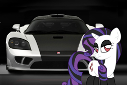 Size: 1200x800 | Tagged: safe, artist:sparkfler85, derpibooru exclusive, rarity, pony, unicorn, g4, car, clothes, eyeshadow, female, goth, makeup, mare, red eyes, saleen, saleen s7, socks, solo, stockings, thigh highs, wallpaper