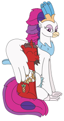 Size: 1739x3264 | Tagged: safe, artist:supahdonarudo, queen novo, oc, oc:ironyoshi, classical hippogriff, hippogriff, pony, unicorn, g4, my little pony: the movie, cute, hug, simple background, sitting, snuggling, transparent background, winghug, wings