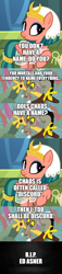 Size: 500x2200 | Tagged: safe, edit, edited screencap, screencap, discord, somnambula, g4, comic, gargoyles, in memoriam, rest in peace, screencap comic