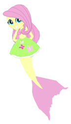 Size: 713x1239 | Tagged: safe, fluttershy, mermaid, equestria girls, g4, grin, mermaidized, png, simple background, smiling, species swap, white background