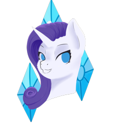 Size: 4000x4000 | Tagged: safe, artist:morrigun, rarity, pony, unicorn, g4, cutie mark background, eyes open, female, horn, lineless, mare, simple background, smiling, solo, transparent background