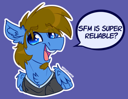 Size: 4000x3100 | Tagged: safe, artist:witchtaunter, oc, oc only, pegasus, pony, bust, clothes, commission, ear fluff, facial hair, goatee, male, shirt, simple background, solo, speech bubble