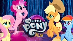 Size: 665x374 | Tagged: safe, applejack, fluttershy, pinkie pie, rainbow dash, earth pony, pegasus, seapony (g4), g4, my little pony: the movie, official, applejack's hat, cowboy hat, female, german, hat, mare, my little pony: the movie logo, netflix, seaponified, seapony applejack, seapony fluttershy, seapony pinkie pie, seapony rainbow dash, seaquestria, species swap, underwater