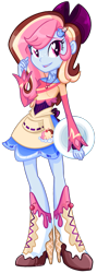 Size: 643x1816 | Tagged: safe, artist:khimi-chan, oc, oc only, oc:neigh-apolitan, equestria girls, g4, boots, bow, clothes, female, hair bow, high heel boots, shoes, simple background, skirt, smiling, solo, transparent background