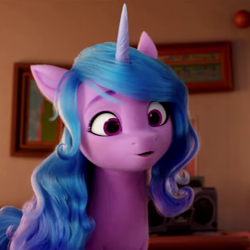 Size: 796x796 | Tagged: safe, screencap, izzy moonbow, pony, unicorn, g5, my little pony: a new generation, spoiler:my little pony: a new generation, 3d, cropped, female, mare, open mouth, solo