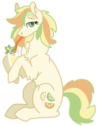 Size: 807x1015 | Tagged: safe, artist:cookielovessharpies, oc, oc only, oc:citrus zest, earth pony, pony, female, glass, mare, simple background, solo, white background