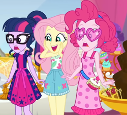 Size: 682x613 | Tagged: safe, screencap, fluttershy, pinkie pie, sci-twi, twilight sparkle, human, equestria girls, g4, i'm on a yacht, my little pony equestria girls: better together, cropped, female, trio focus, varying degrees of want