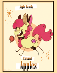 Size: 1280x1623 | Tagged: safe, artist:urbanqhoul, apple bloom, earth pony, pony, g4, caramel apple (food), female, filly, solo