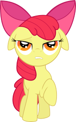 Size: 2439x3923 | Tagged: safe, artist:thelordofpies, apple bloom, earth pony, pony, g4, faic, female, filly, floppy ears, high res, lidded eyes, lip bite, raised hoof, simple background, solo, transparent background, vector