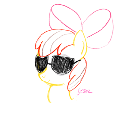 Size: 2048x2048 | Tagged: safe, artist:cityflyer502, apple bloom, earth pony, pony, g4, cool, female, filly, glasses, high res, smiling, solo